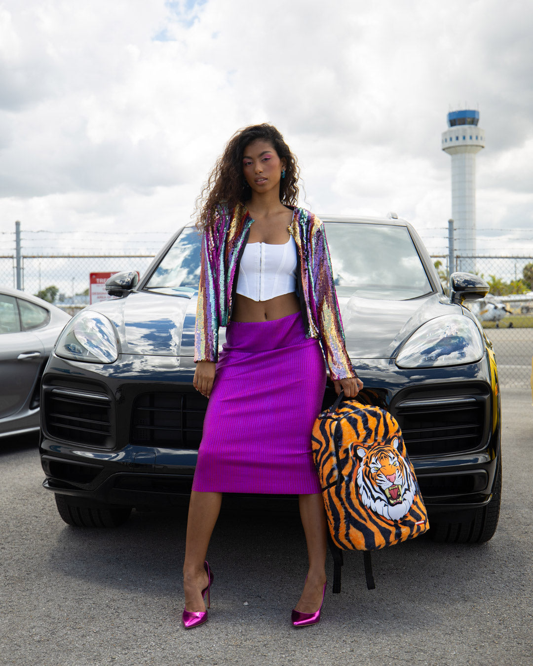 Tiger Cozy Velour Fur Backpack - Image 4