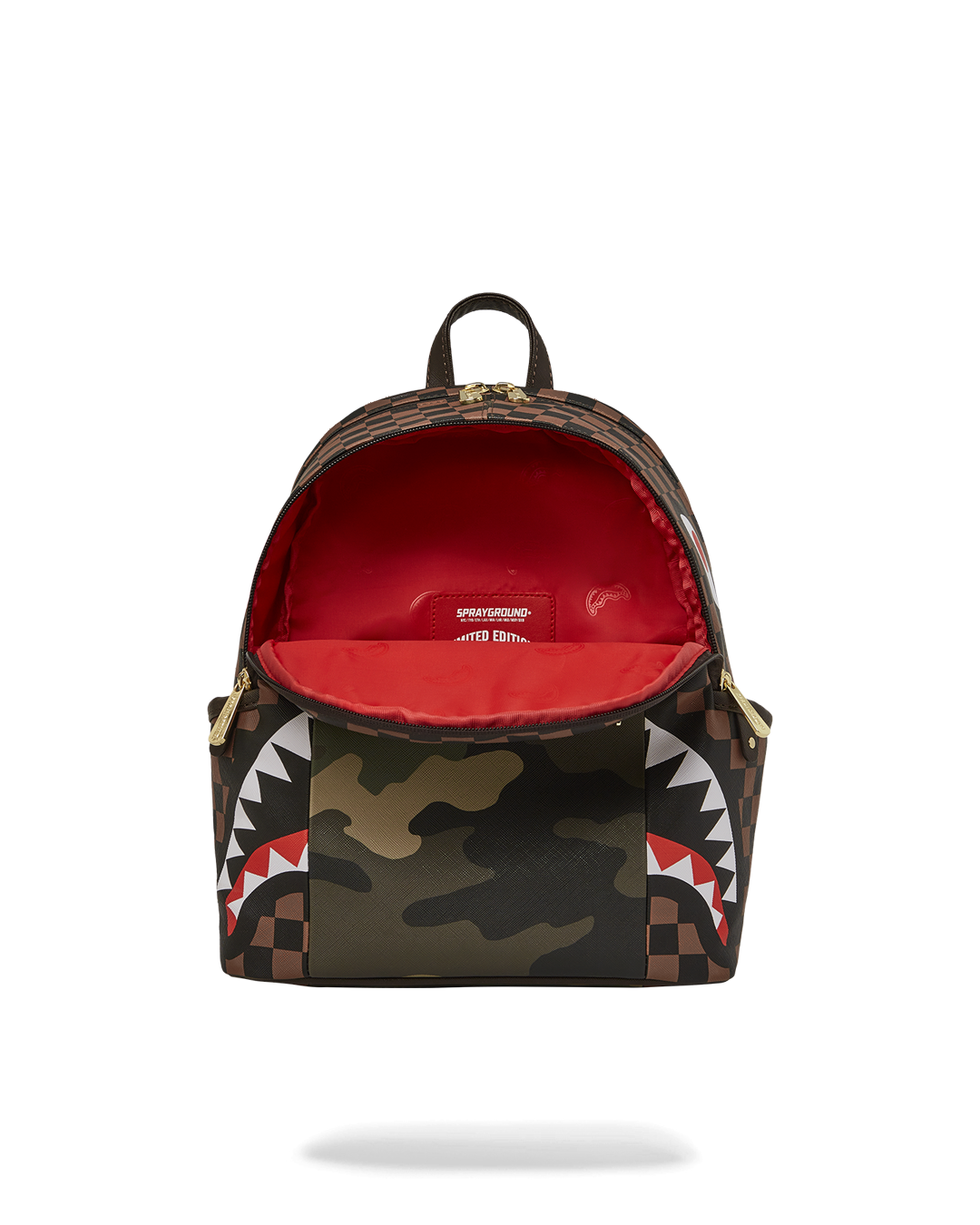 Exterior Gold Zip Pocket Sharks in Paris Savage Backpack - Image 7
