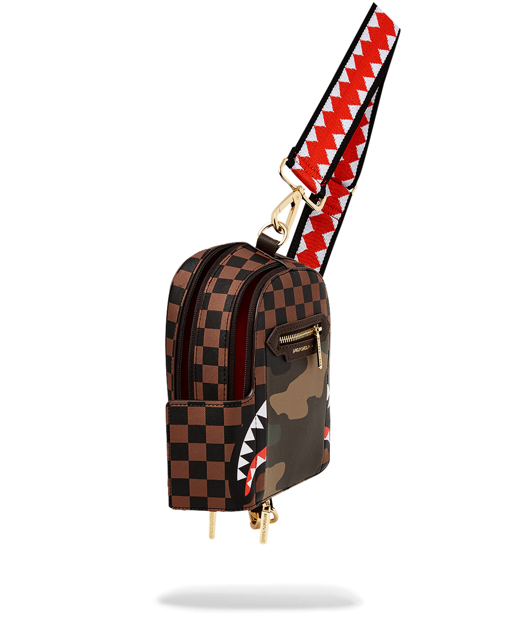 Exterior Gold Zip Pocket Sharks in Paris Backpack Sling - Image 3