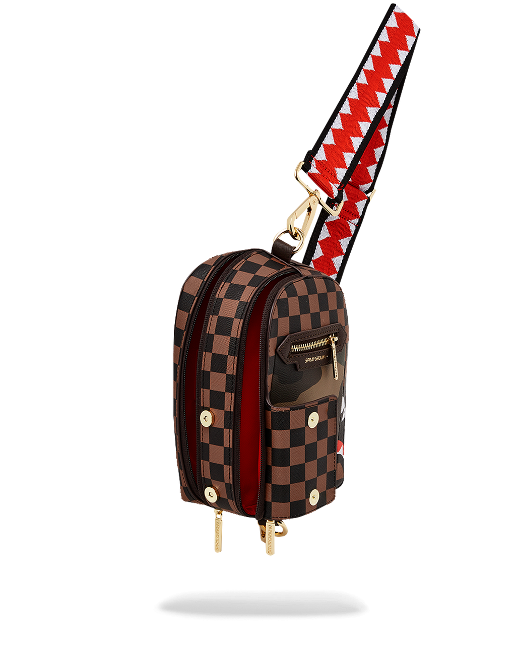 Exterior Gold Zip Pocket Sharks in Paris Backpack Sling - Image 5
