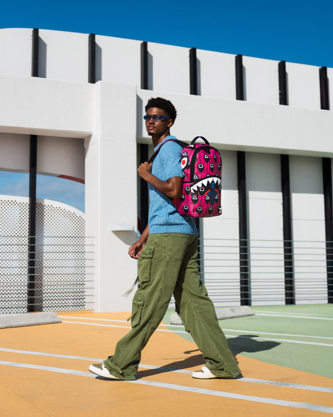 Squid Game Collab Front Man & Pink Guard Sharks Backpack - Image 2
