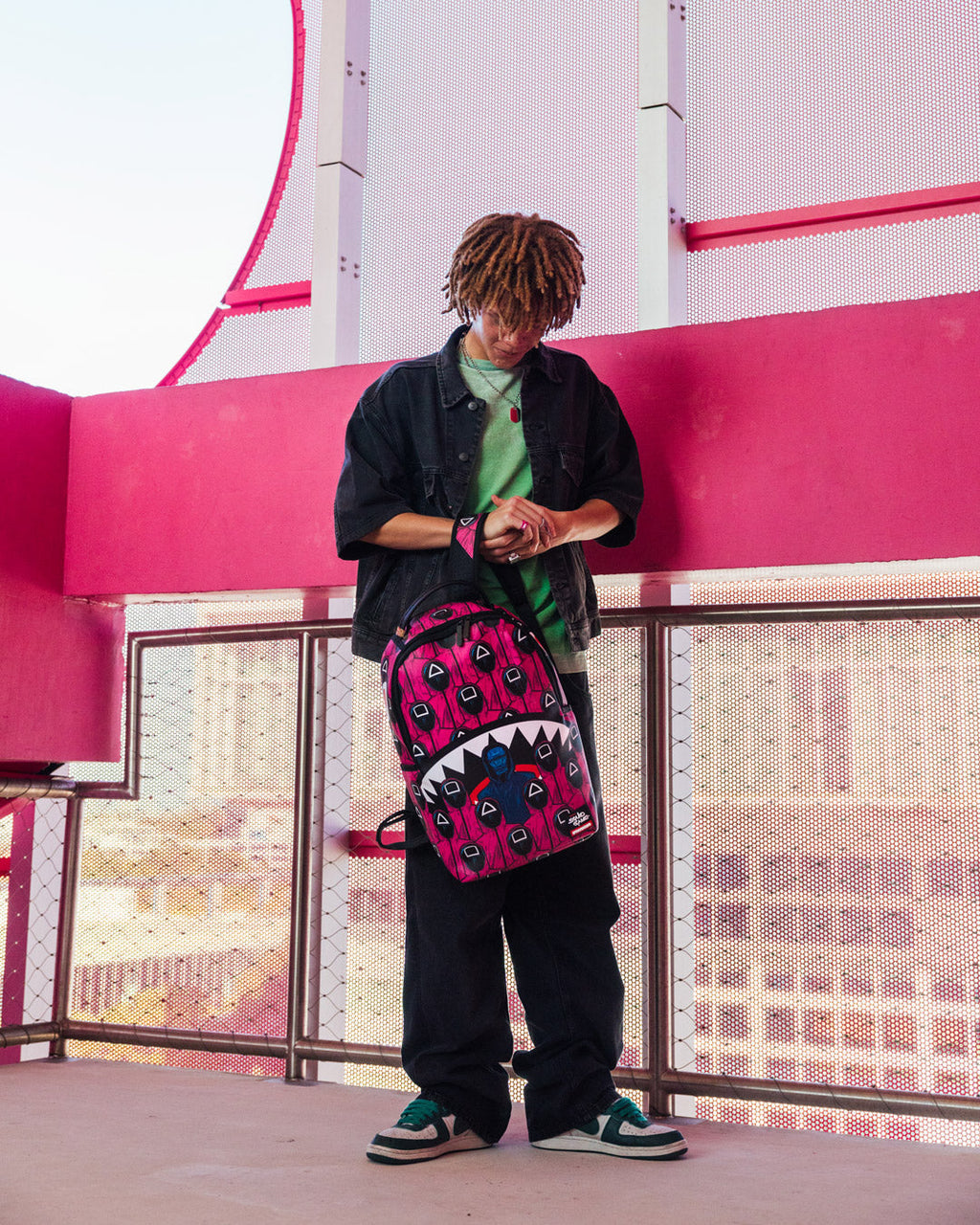 Squid Game Collab Front Man & Pink Guard Sharks Backpack - Image 6