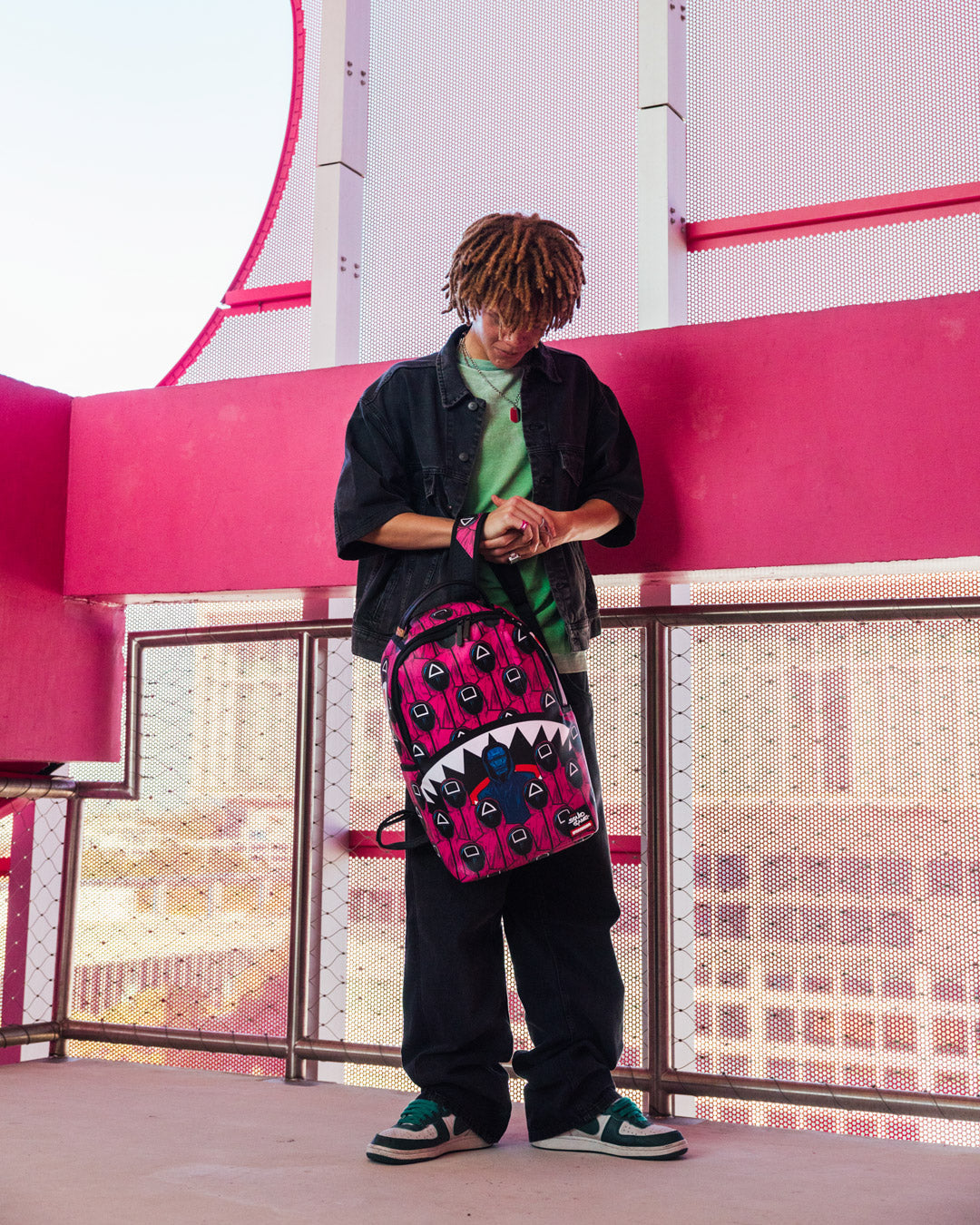 Squid Game Collab Front Man & Pink Guard Sharks Backpack - Image 6