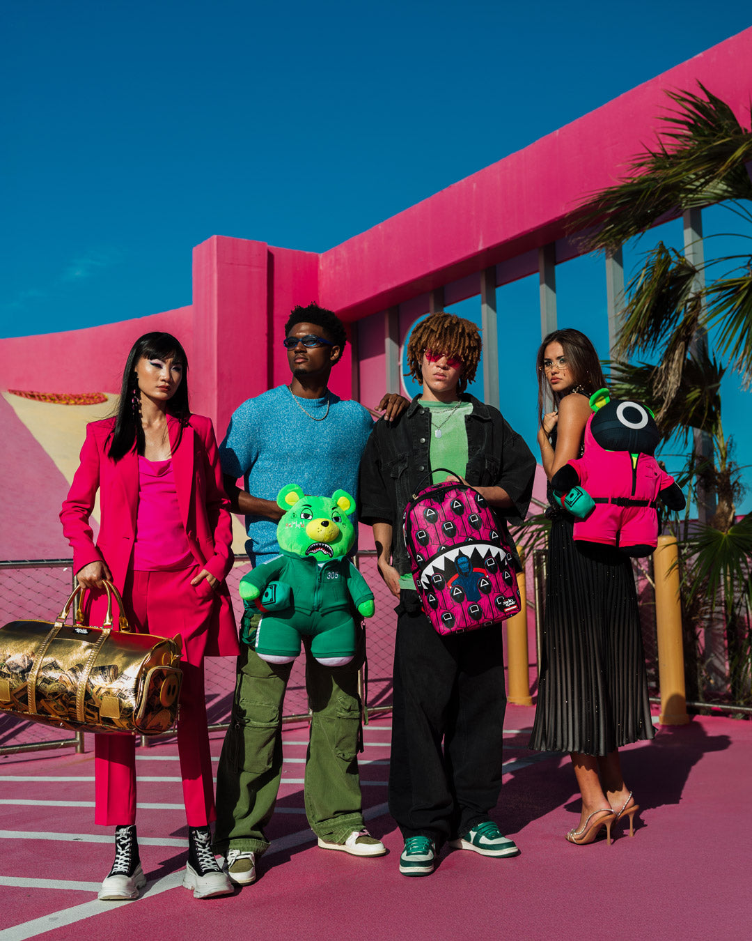 Squid Game Collab Front Man & Pink Guard Sharks Backpack - Image 10