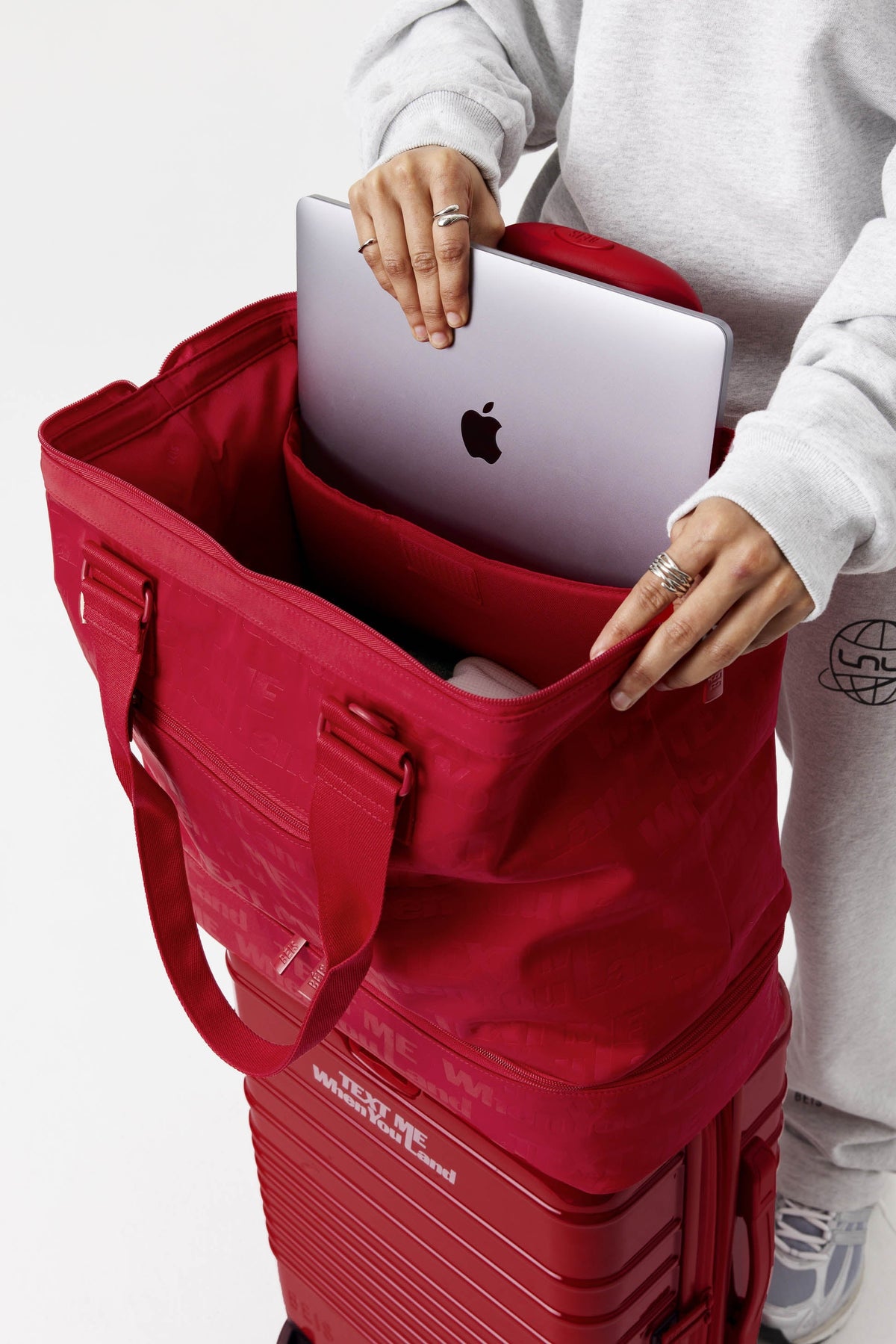 The Mini Weekender in Text Me Red - Image 6