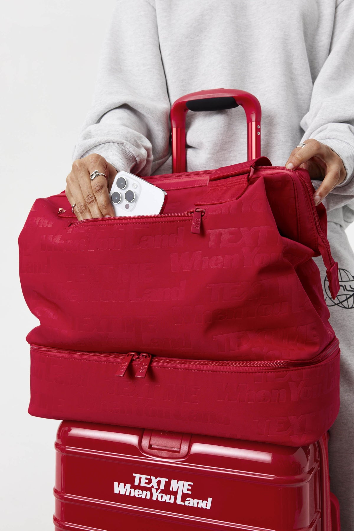 The Mini Weekender in Text Me Red - Image 7