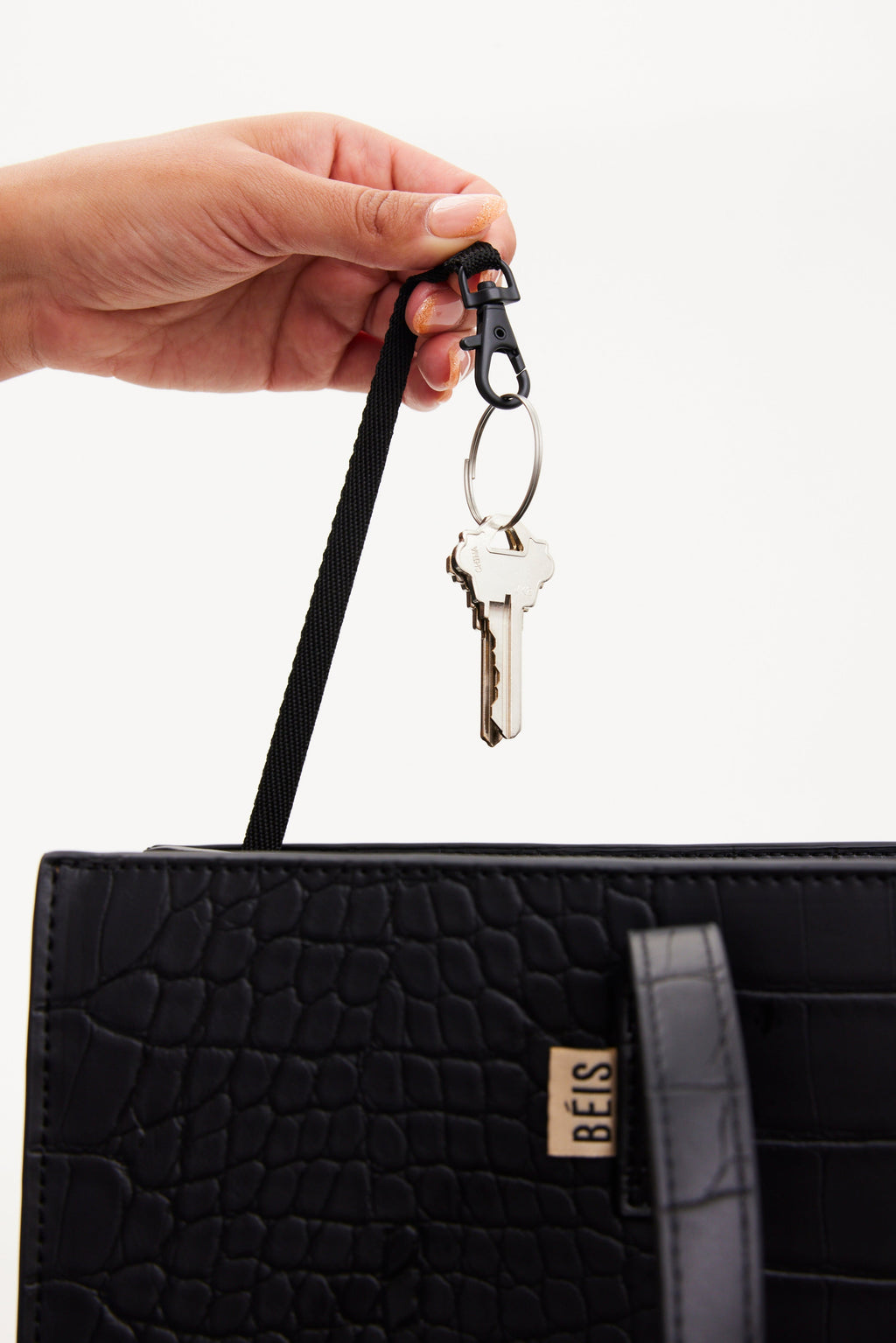 The Large Work Tote in Black Croc - Image 7