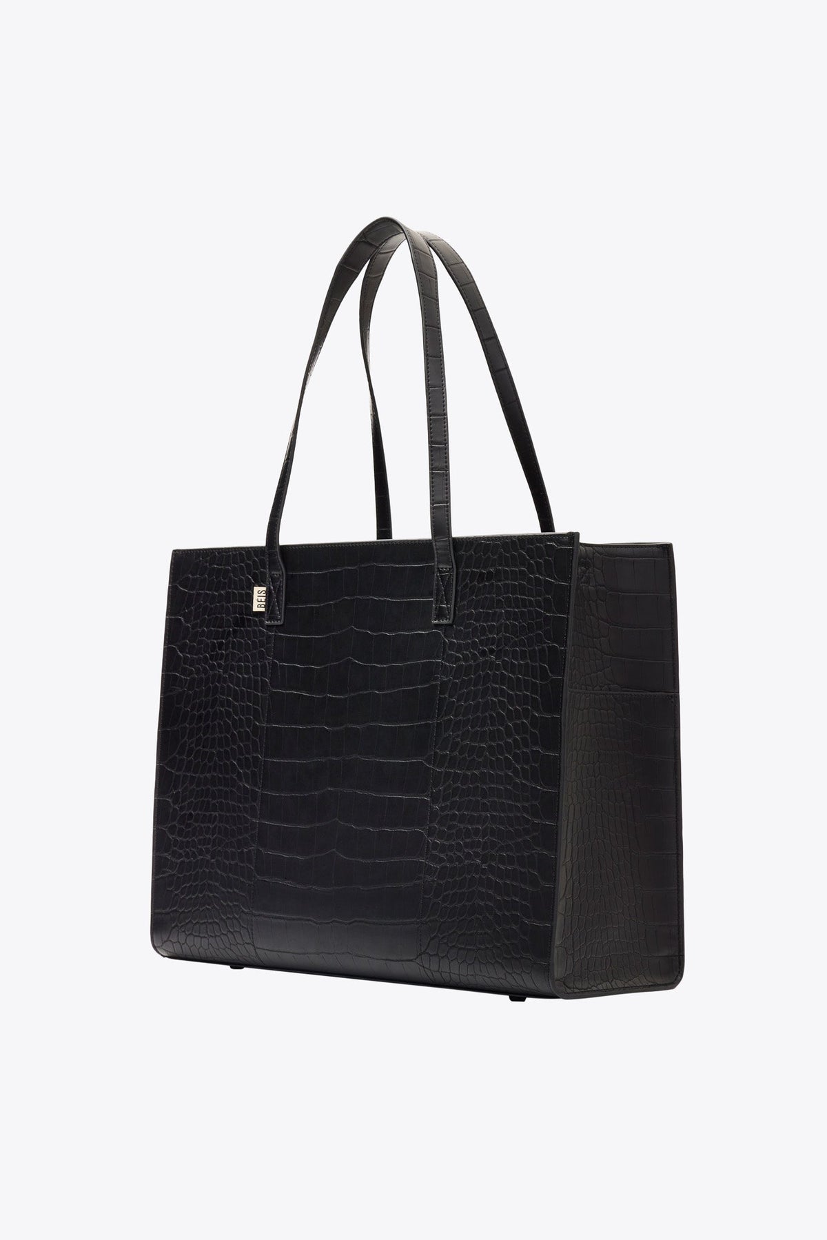 The Large Work Tote in Black Croc - Image 2