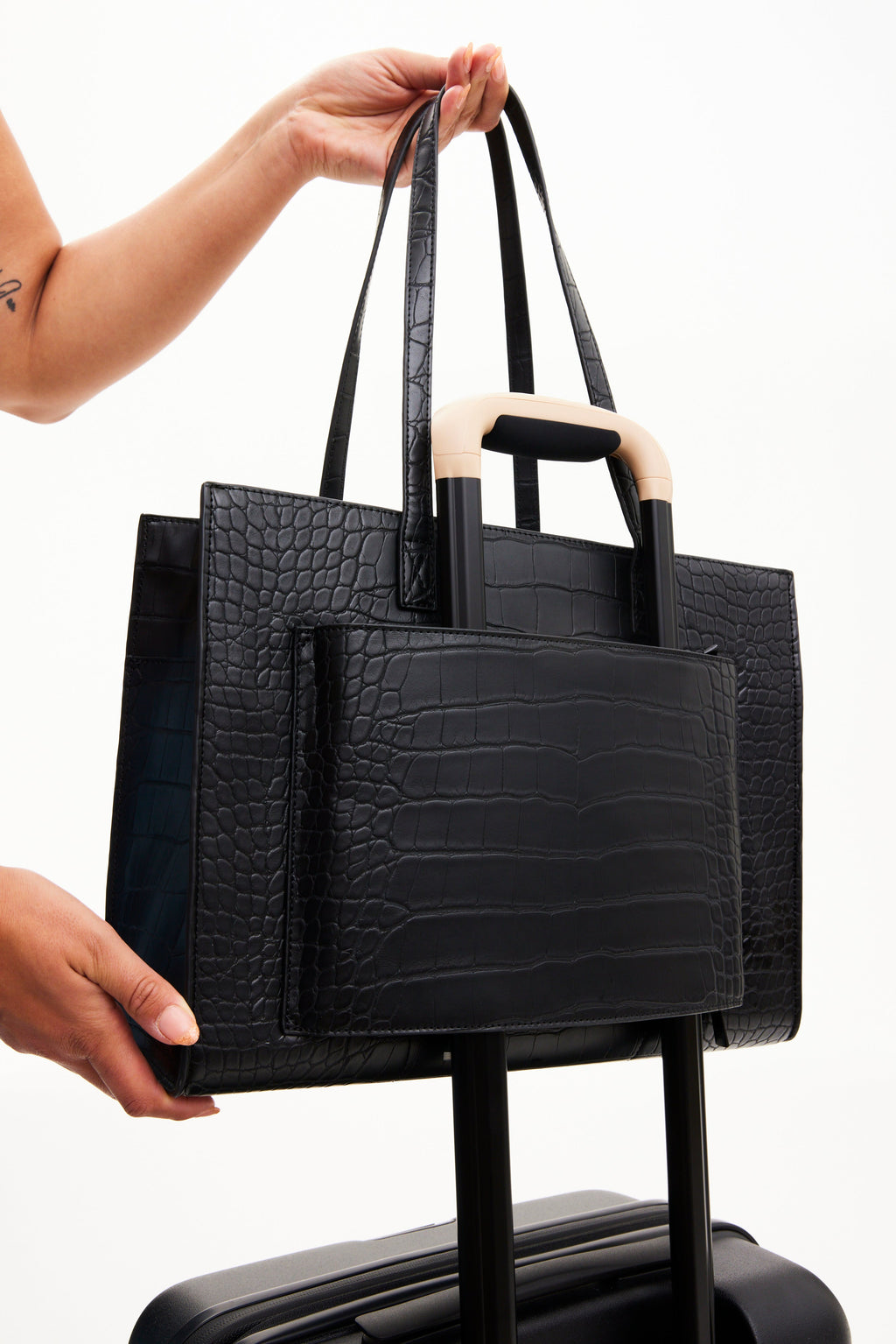 The Work Tote in Black Croc - Image 9