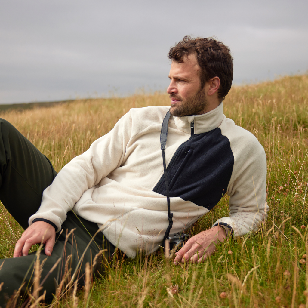 Barker Mens Midweight Microfleece Half Zip Pullover - Buttercream - Image 2