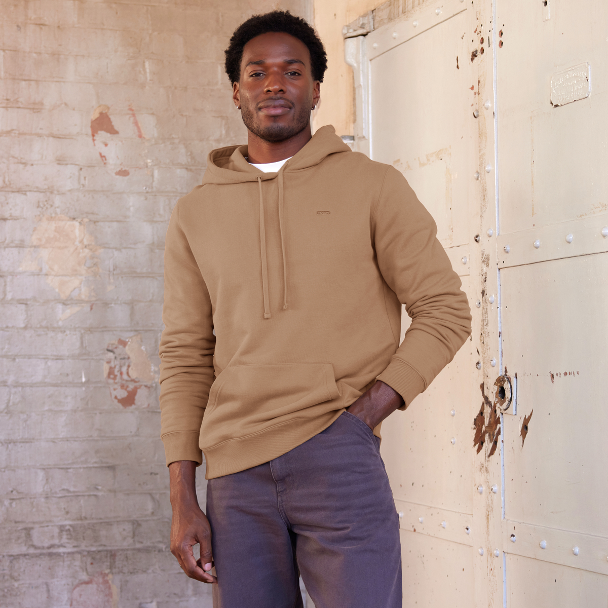 Carlton Mens Oversized Heavyweight 100% Cotton Hoody - Soft Brown - Image 2