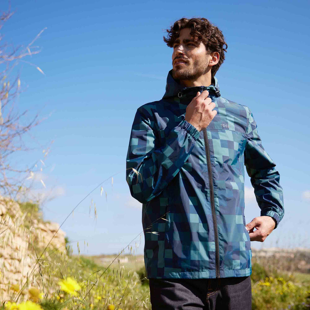 Craven Mens Waterproof Packaway Jacket - Blue Pixel - Image 2