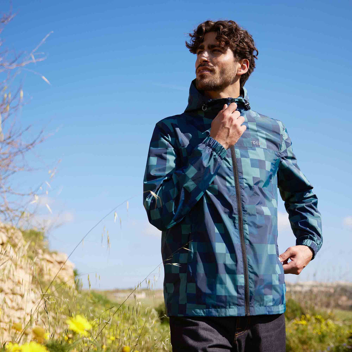 Craven Mens Waterproof Packaway Jacket - Blue Pixel - Image 2