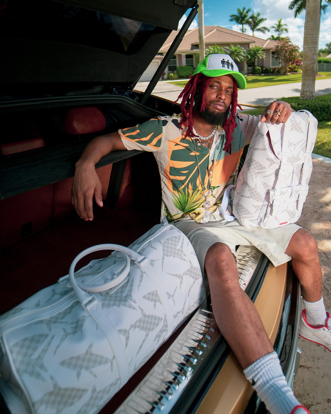 Shark Check (White) Duffle - Image 12