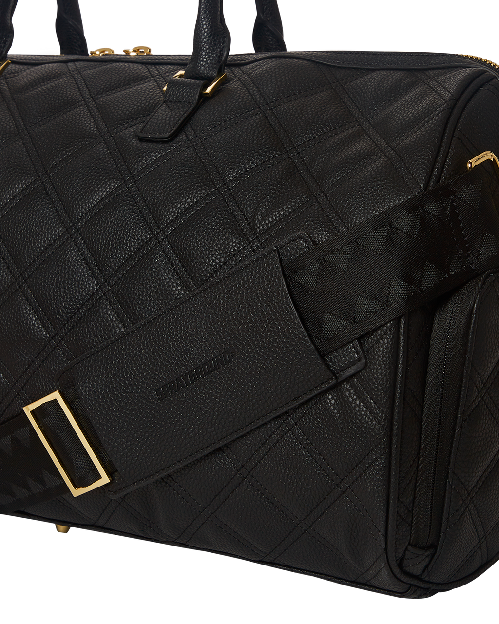 Noir Quilt Gold Chain Shark Duffle - Image 13