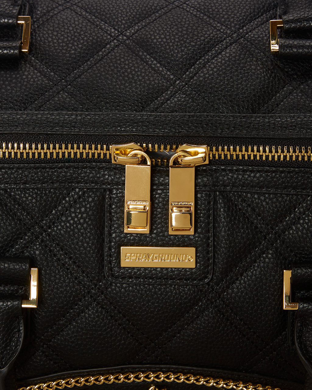 Noir Quilt Gold Chain Shark Duffle - Image 14