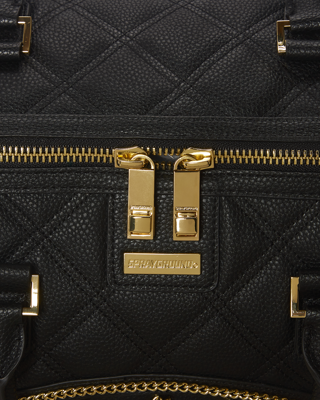 Noir Quilt Gold Chain Shark Duffle - Image 14