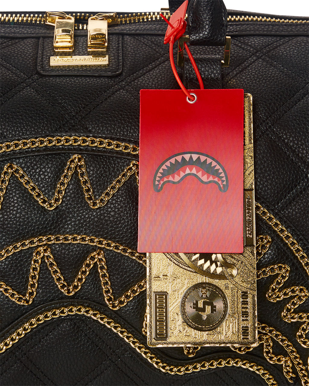 Noir Quilt Gold Chain Shark Duffle - Image 15
