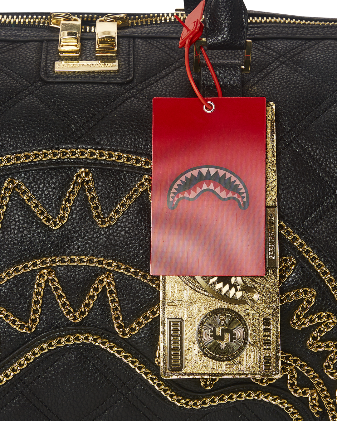 Noir Quilt Gold Chain Shark Duffle - Image 15
