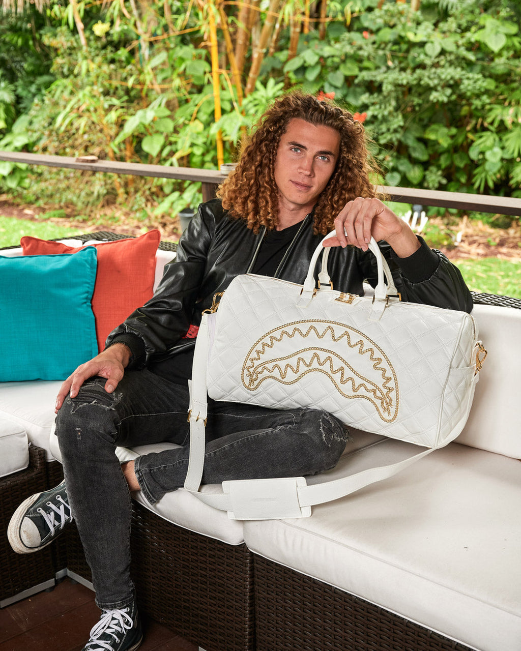 Riviera Le Blanc Gold Chain Shark Duffle - Image 2