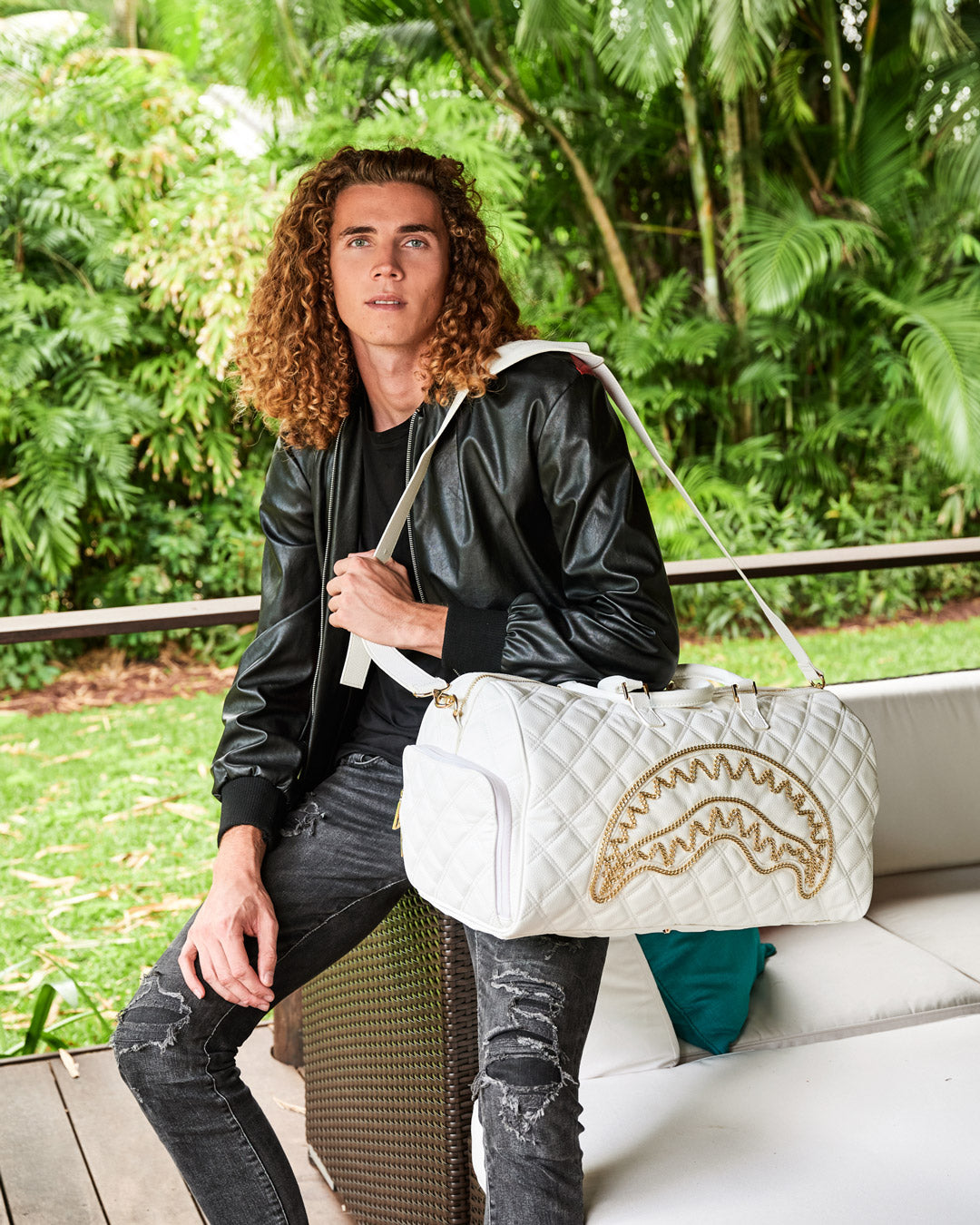 Riviera Le Blanc Gold Chain Shark Duffle - Image 4