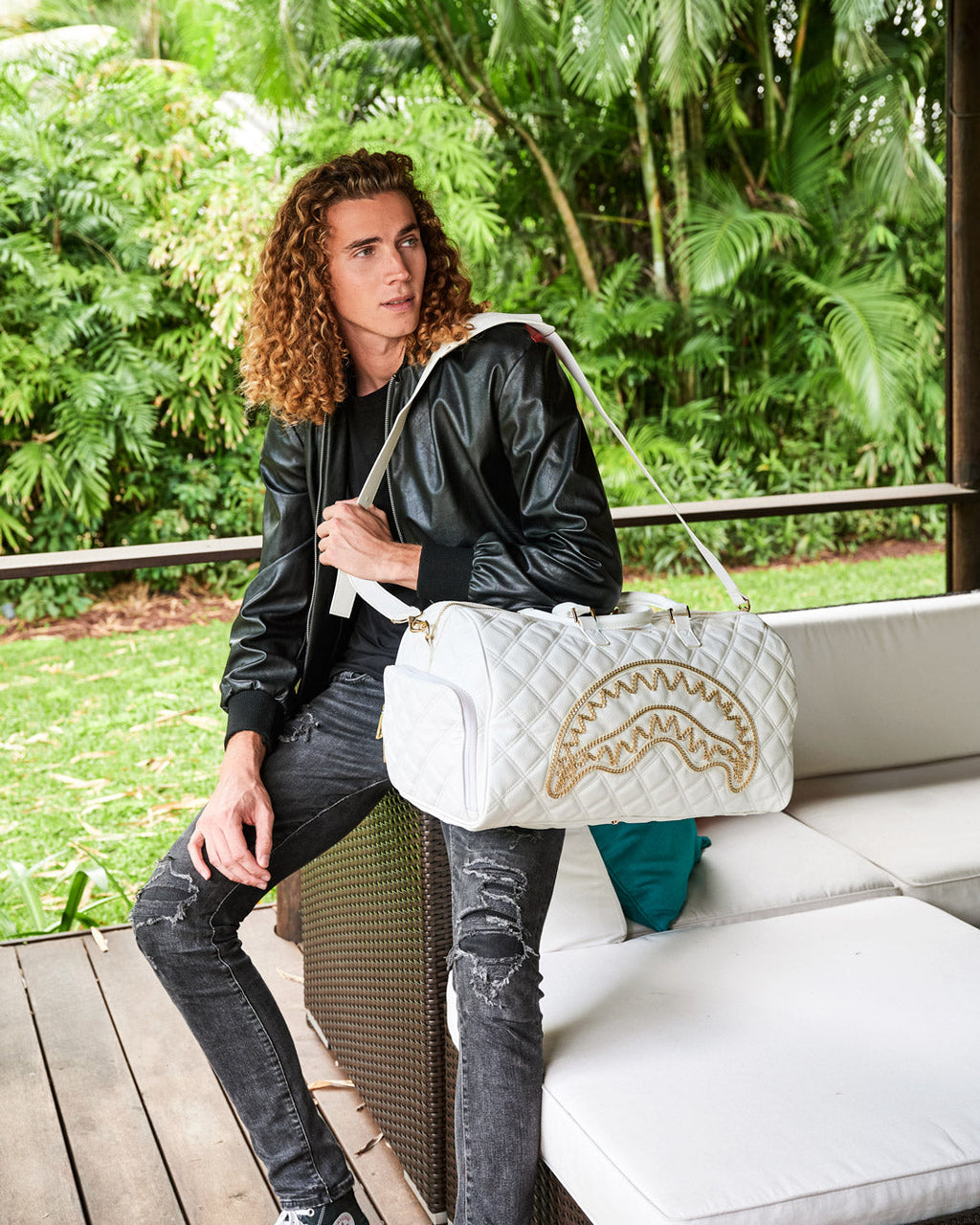 Riviera Le Blanc Gold Chain Shark Duffle - Image 6