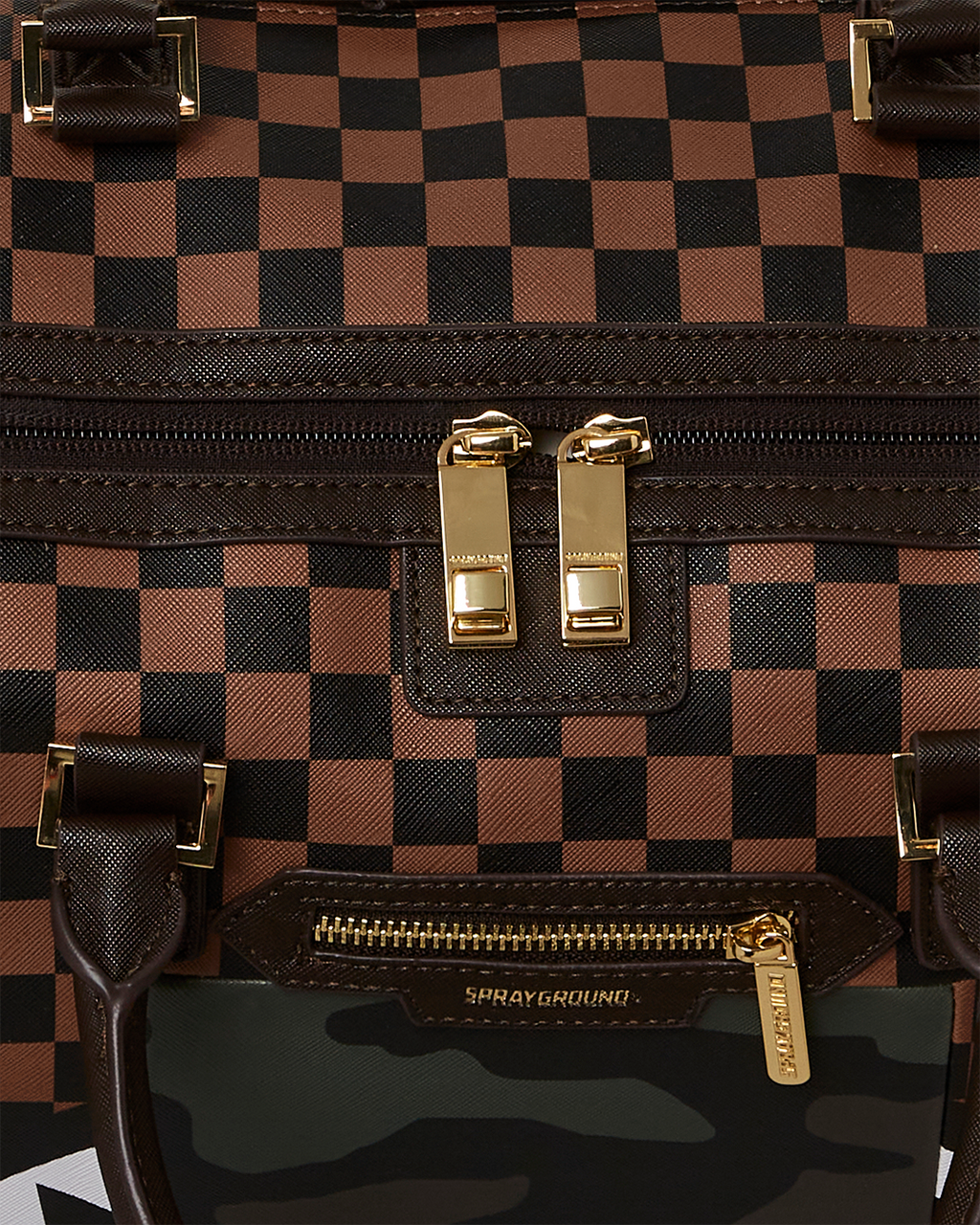 Exterior Gold Zip Pocket Sharks in Paris Duffle - Image 6