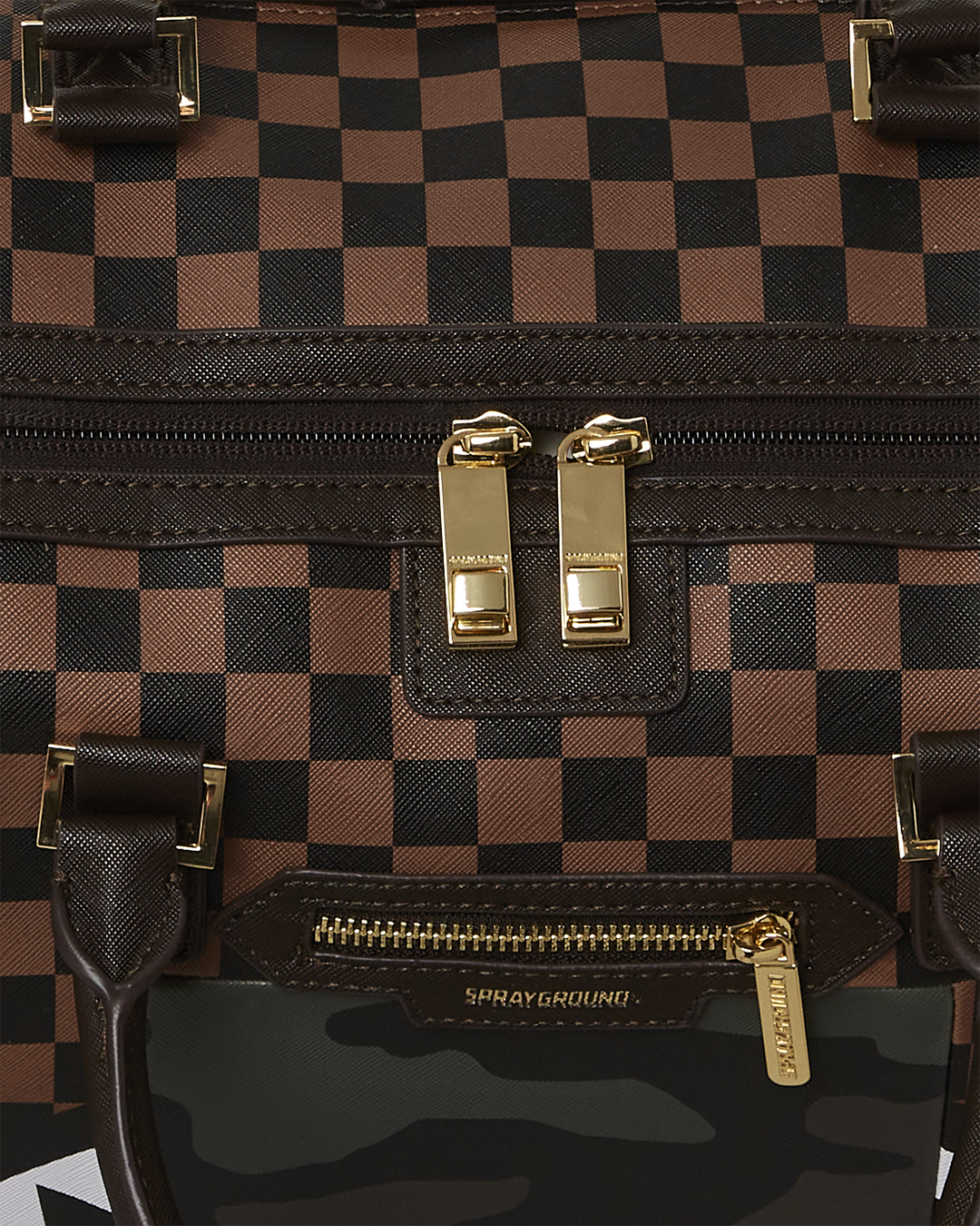 Exterior Gold Zip Pocket Sharks in Paris Duffle - Image 6