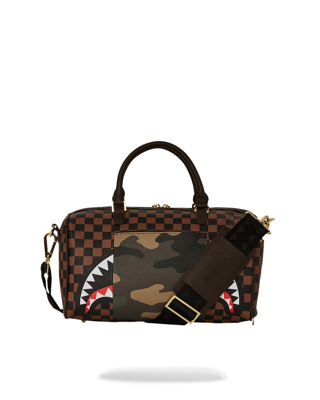 Exterior Gold Zip Pocket Sharks in Paris Mini Duffle - Image 7