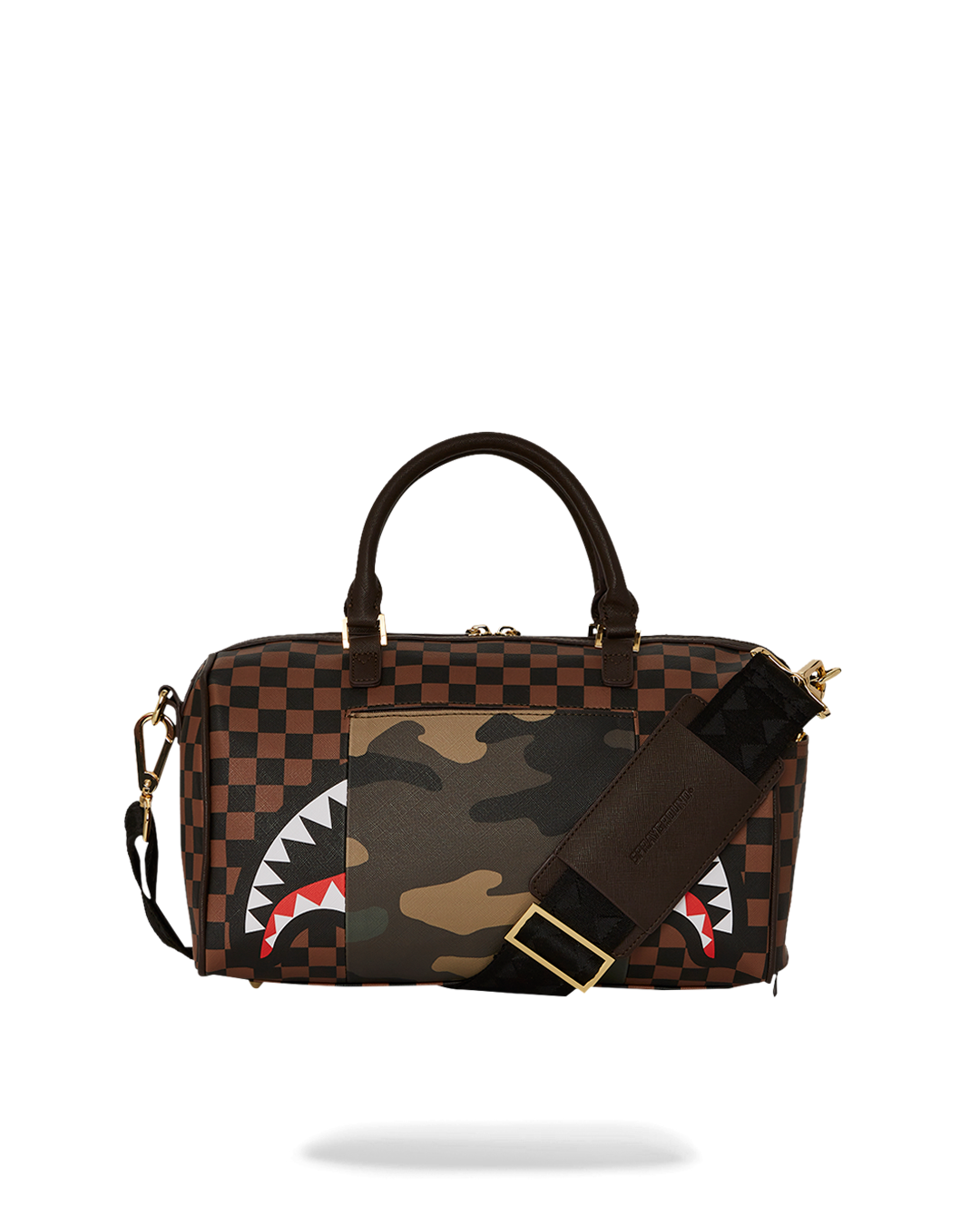 Exterior Gold Zip Pocket Sharks in Paris Mini Duffle - Image 7