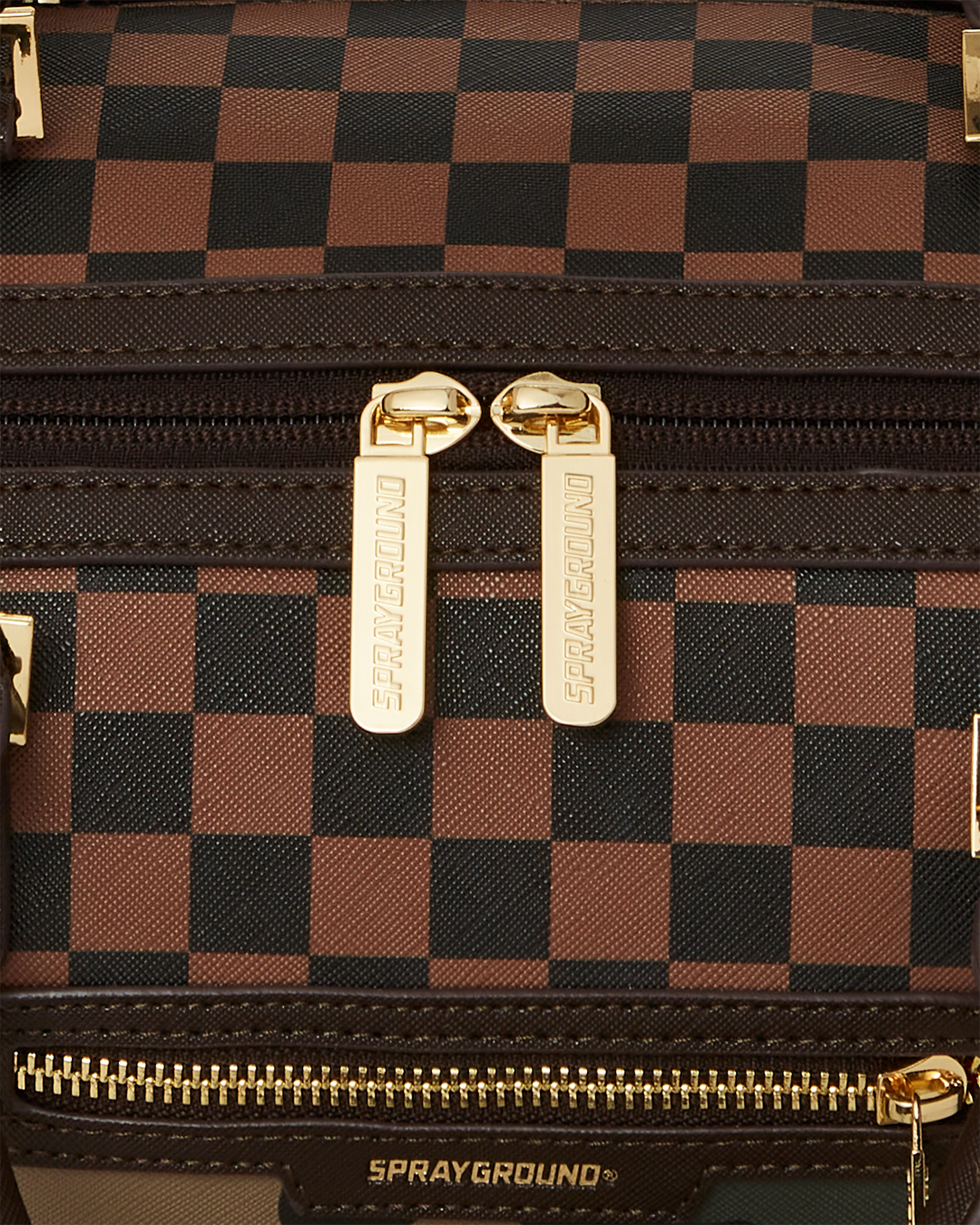 Exterior Gold Zip Pocket Sharks in Paris Mini Duffle - Image 11
