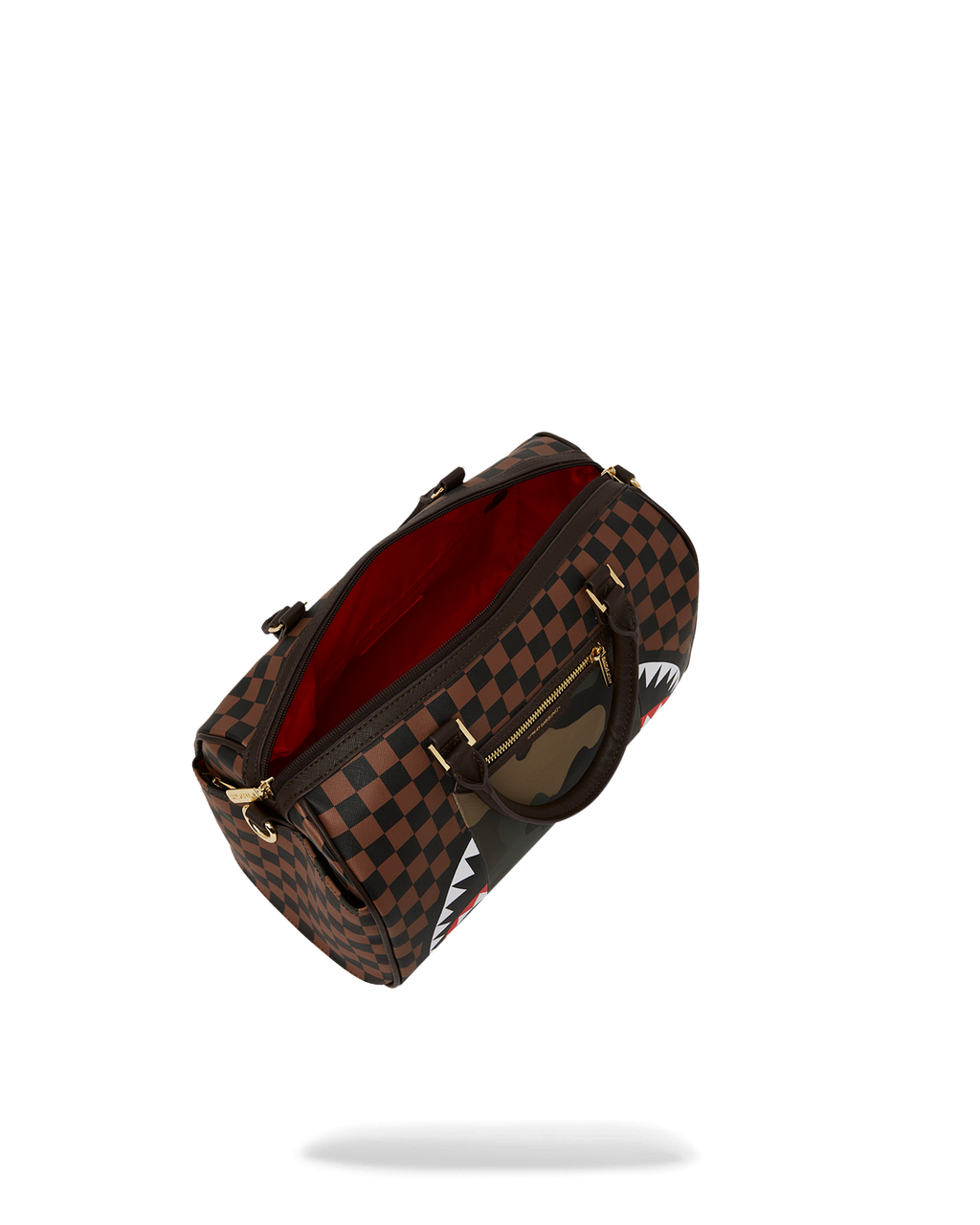Exterior Gold Zip Pocket Sharks in Paris Mini Duffle - Image 12