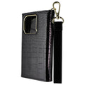 Elizabeth James Wristlet Folio for MagSafe for Apple iPhone 15 Pro - Black Croc - New