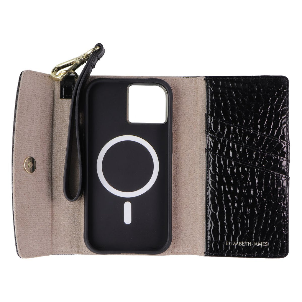 Elizabeth James Wristlet Folio for MagSafe for iPhone 15/14/13 - Black Croc - New - Image 3