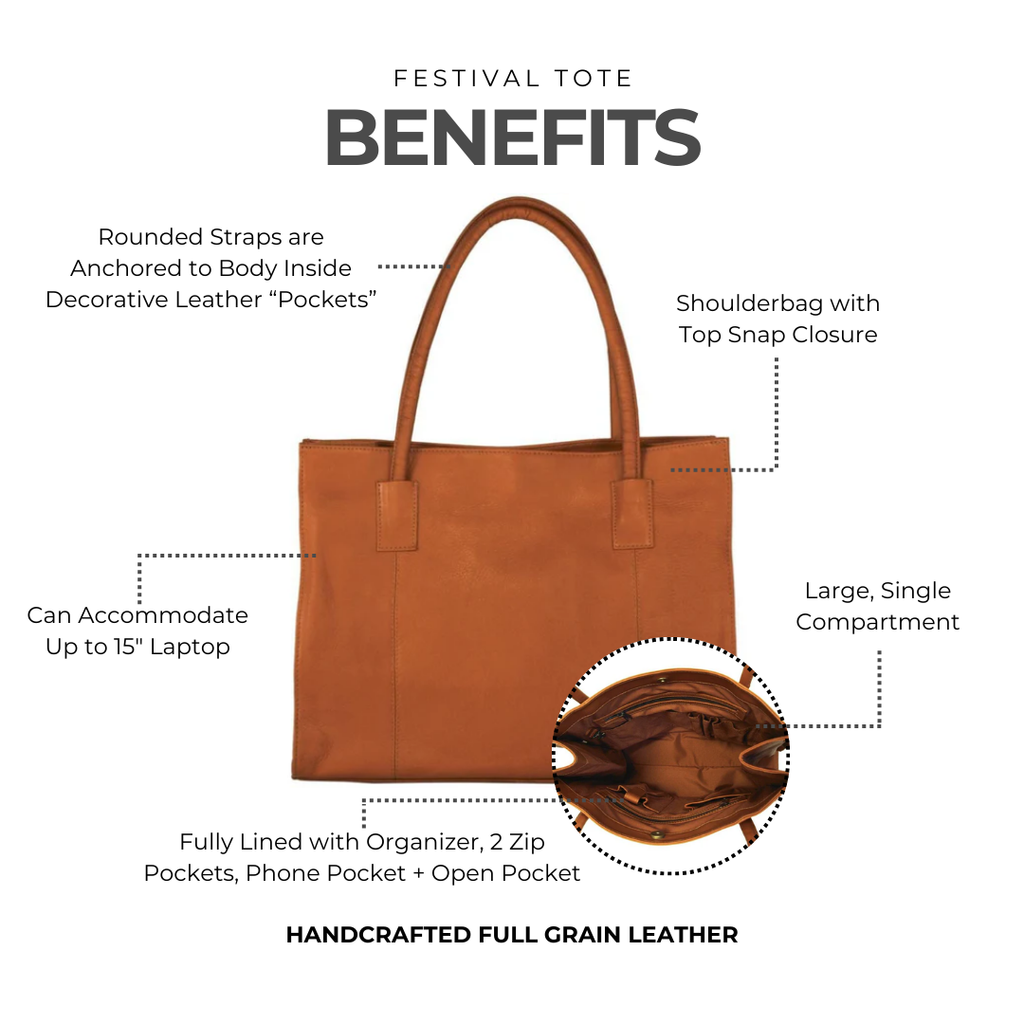 Festival Leather Tote Bag - Image 3