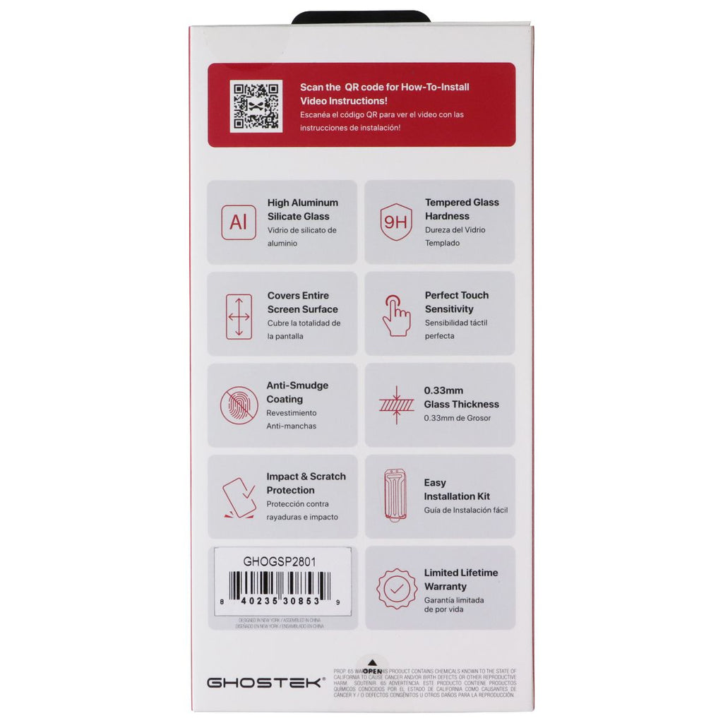 Ghostek Tempered Glass Screen Protection for Apple iPhone 15 - Clear - New - Image 2