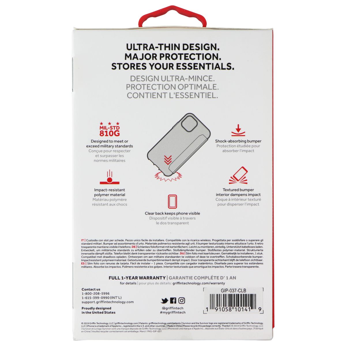 Griffin Survivor Clear Wallet Case for Apple iPhone 11 Pro - Clear/Black - New - Image 2