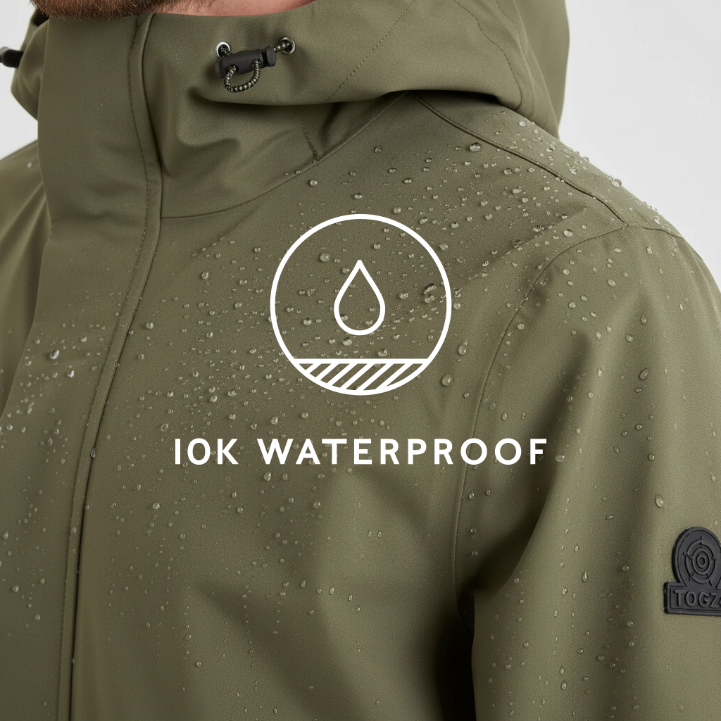 Glenton Mens Long Waterproof Jacket - Moss Green - Image 9