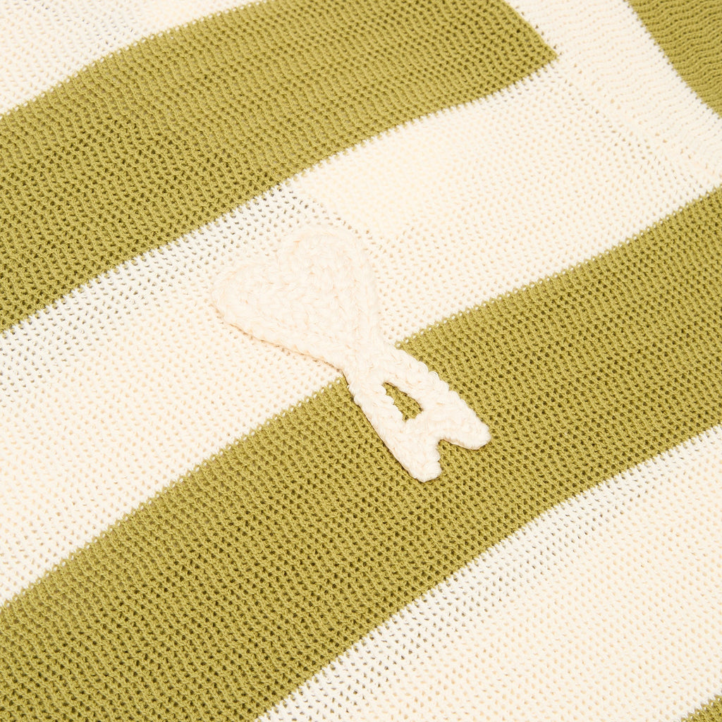 AMI Paris Short Sleeves Polo With AMI De Couer Patch (Blanc creme/Matcha) - Image 4