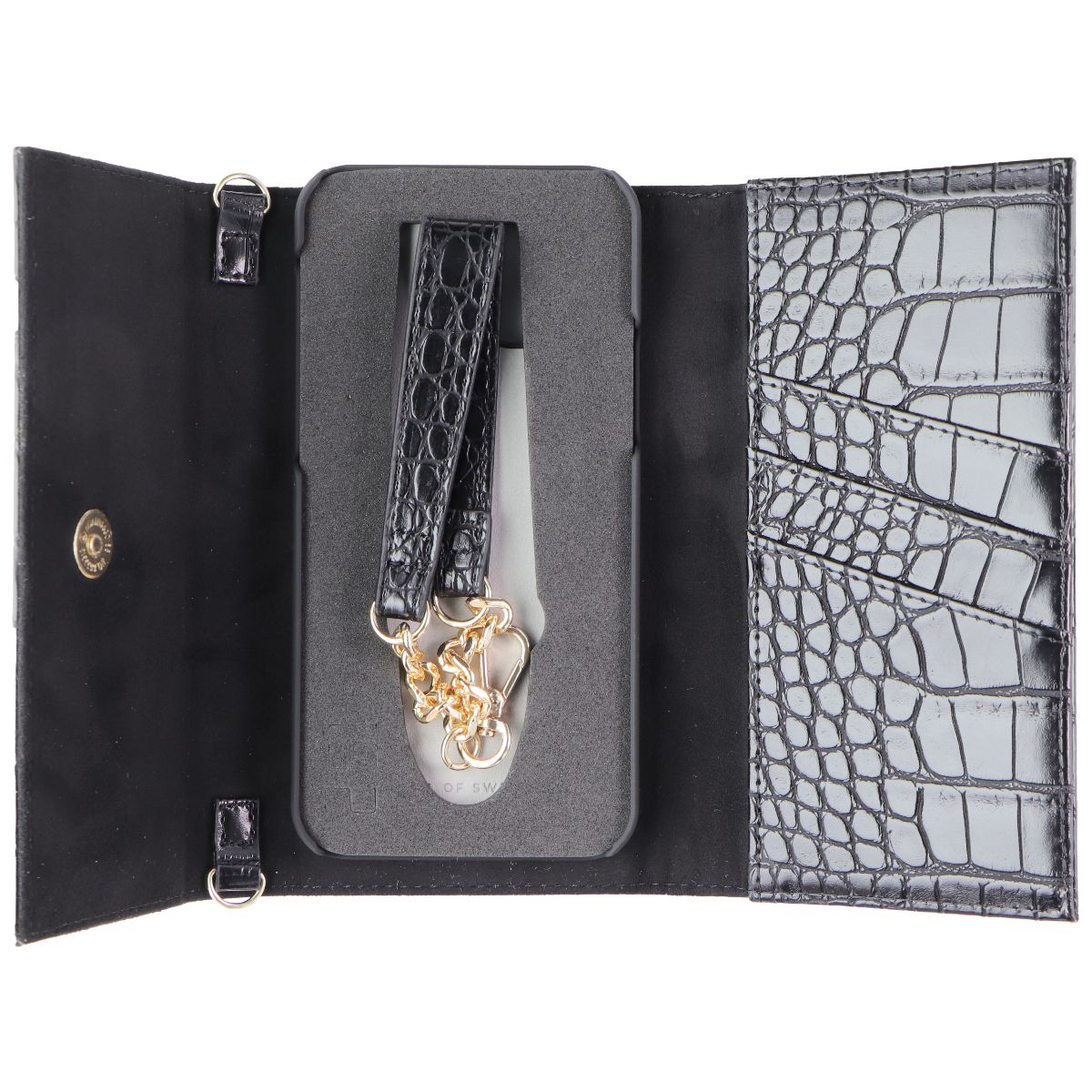 iDeal of Sweden Signature Clutch Case for iPhone 12 and 12 Pro - Jet Black Croco - New - Image 5