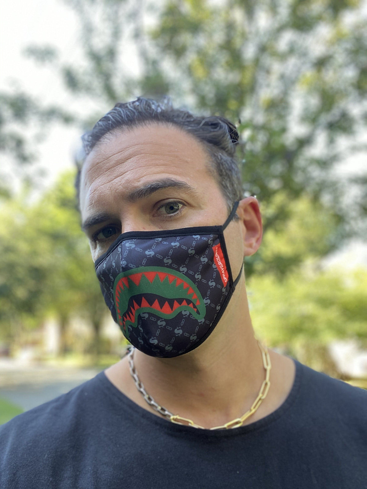 Adult Spucci (Black) Form-Fitting Face Mask - Image 3