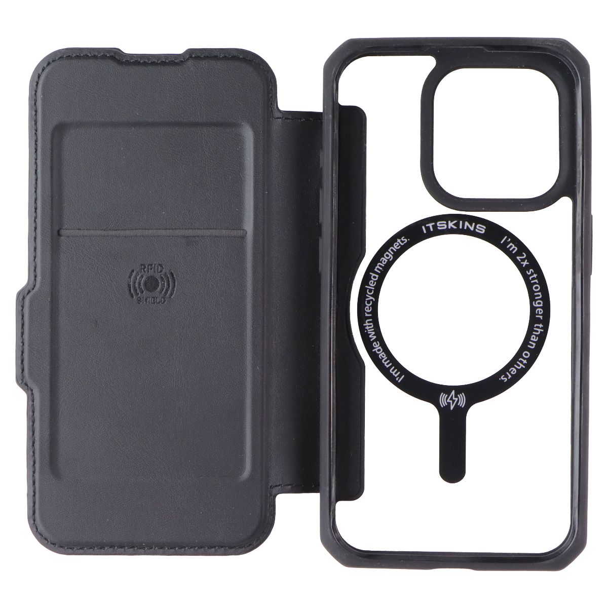 ITSKINS Hybrid_R // MagFolio Case for MagSafe for Apple iPhone 15 Pro - Black - New - Image 3