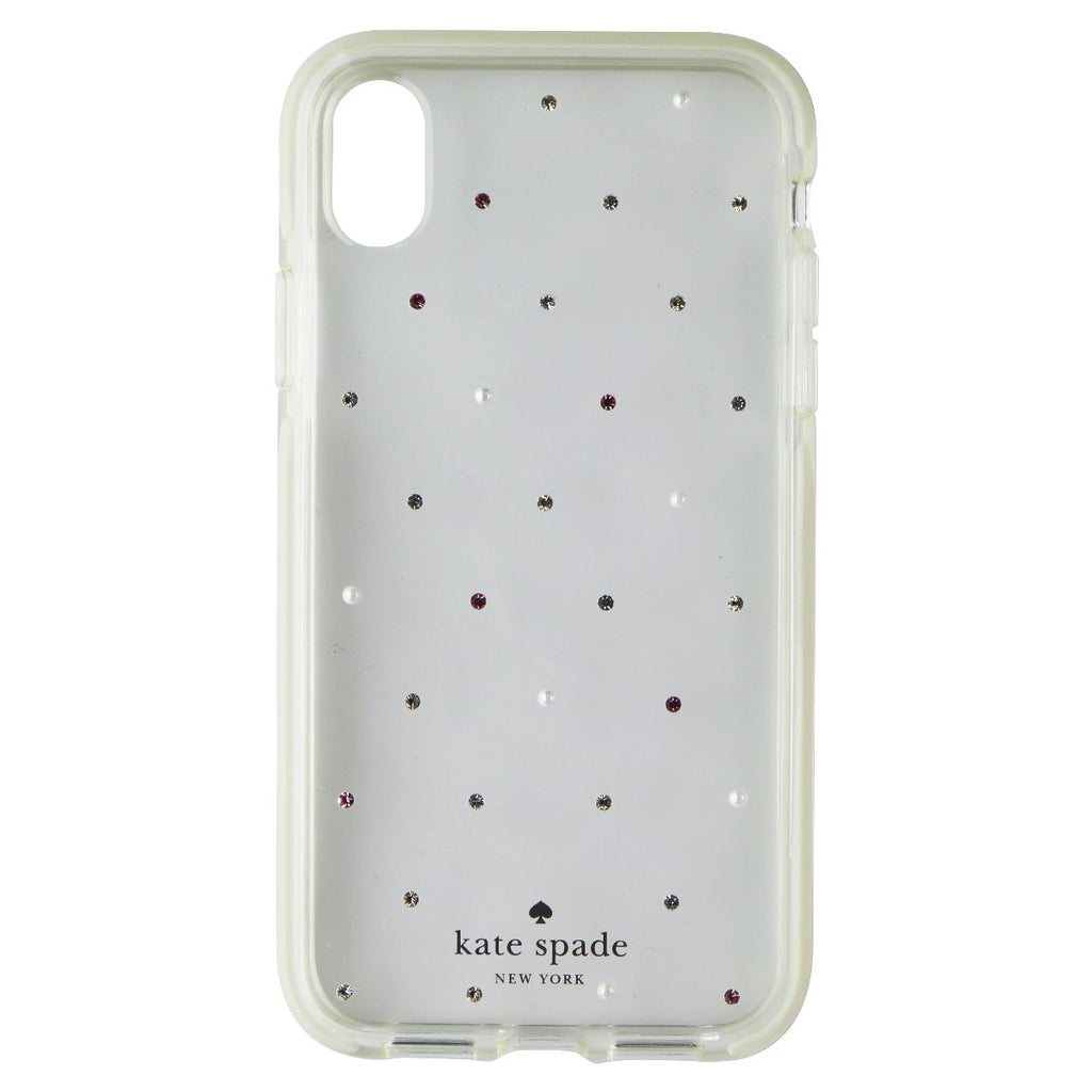 Kate Spade Defensive Hardshell Case for Apple iPhone XR - Clear / Pin Dot Gems - New - Image 2