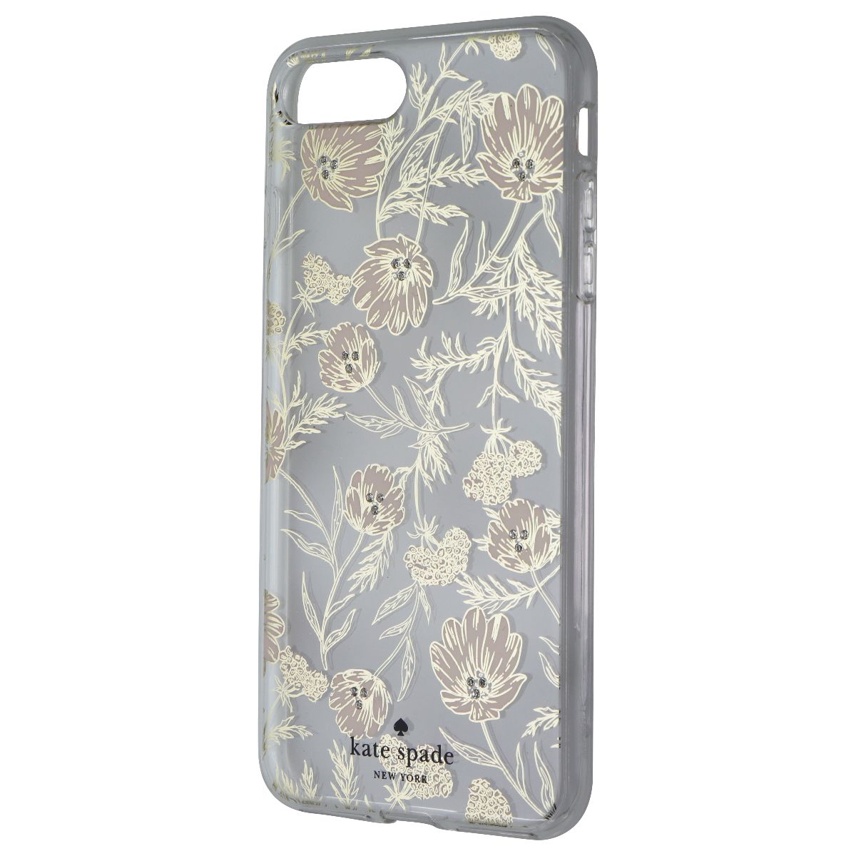 Kate Spade Hybrid Case for iPhone 8 Plus / 7 Plus - Clear / Pink Blossoms / Gems - New