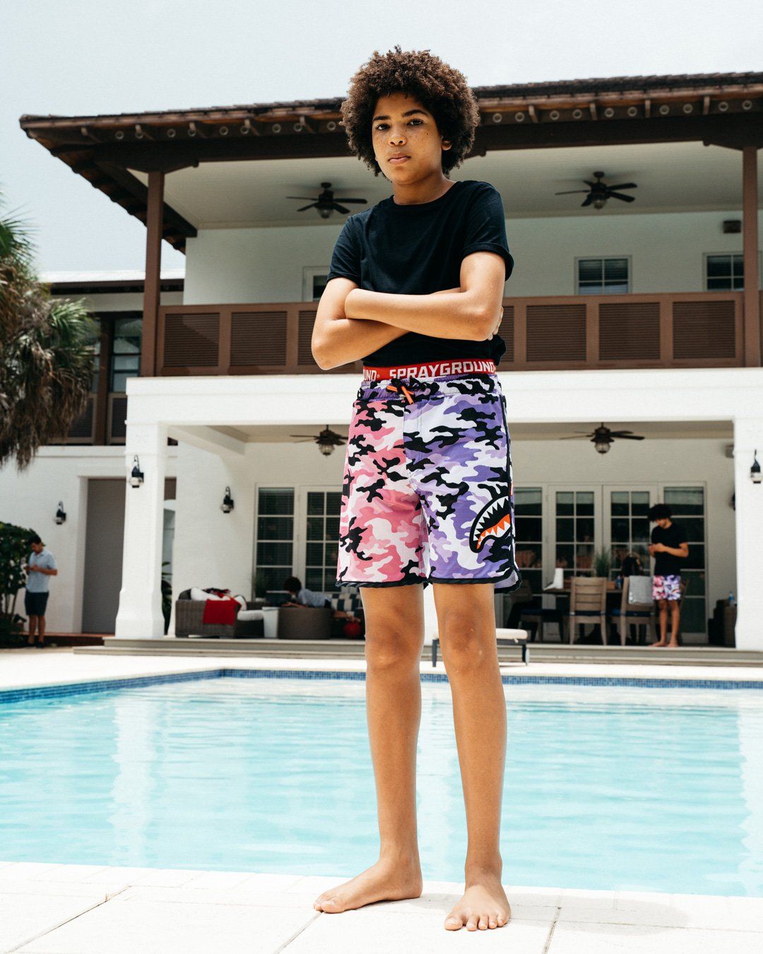 Kids Split Camo Swim Trunks - Image 2