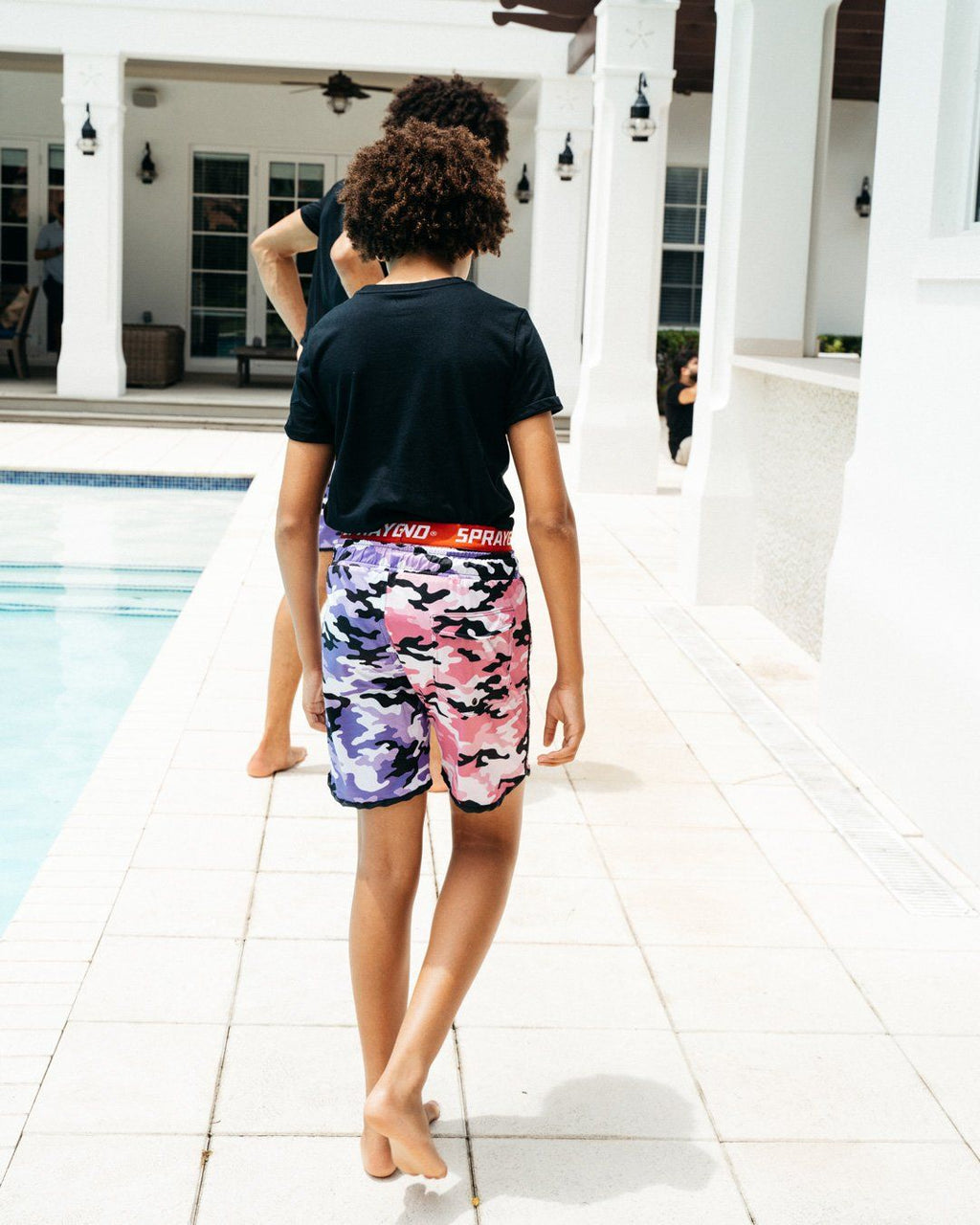 Kids Split Camo Swim Trunks - Image 6