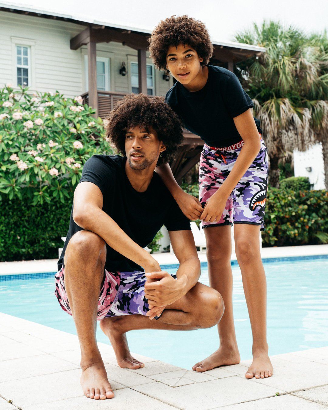 Kids Split Camo Swim Trunks - Image 7