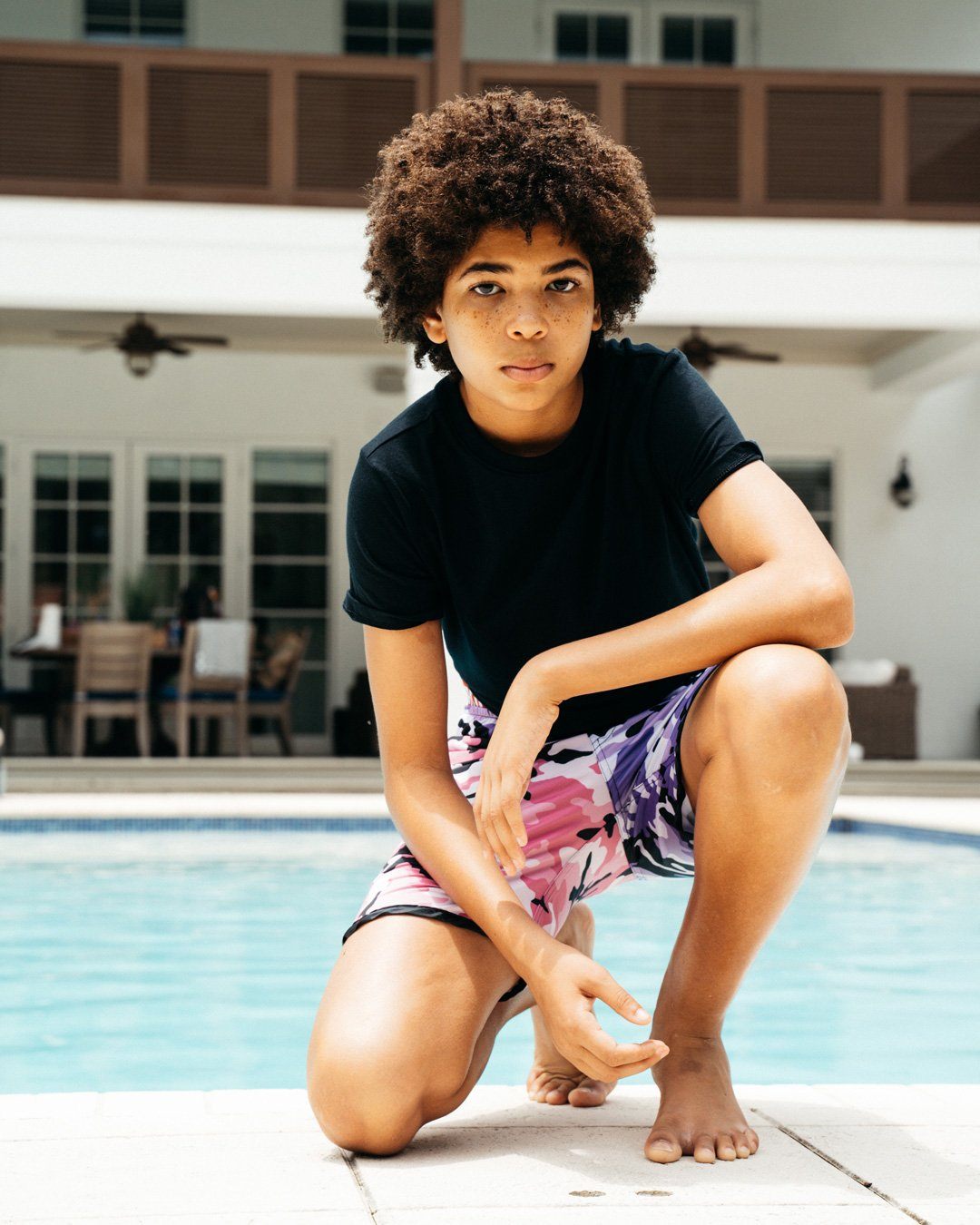 Kids Split Camo Swim Trunks - Image 8