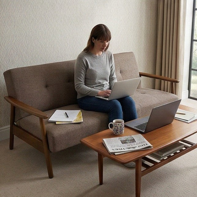 Oslo Mid-Century Modern Tufted Sofa Bed - Oatmeal - Image 9