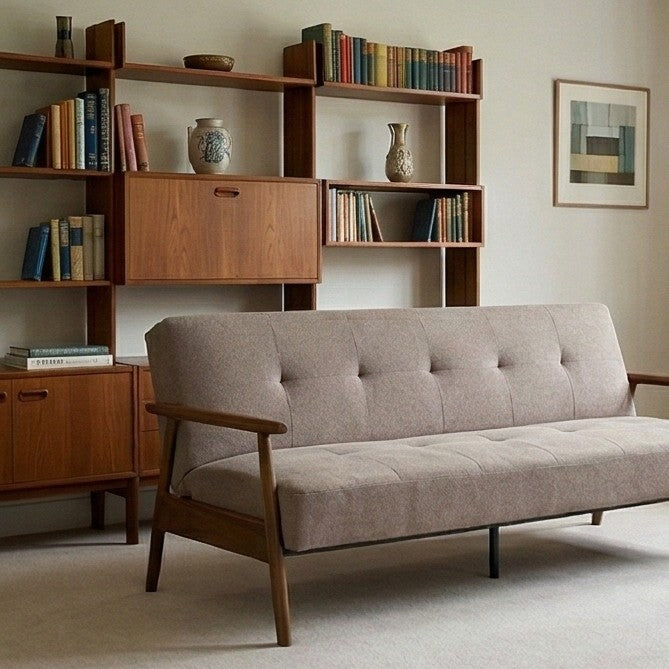 Oslo Mid-Century Modern Tufted Sofa Bed - Oatmeal - Image 6